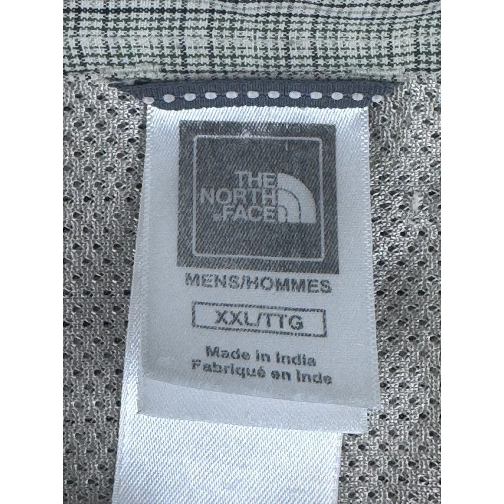 The North Face Mens XXL Beige Plaid Short Sleeve Hiking Button Up‎ Shirt Modal
